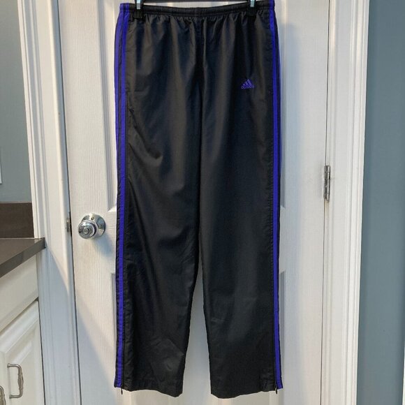Vintage Adidas Black 3 Purple Stripes Athletic Track Pants Size Medium - Picture 10 of 10